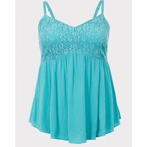 *EUC* Size 5 Turquoise Gauze Lace Babydoll Cami
